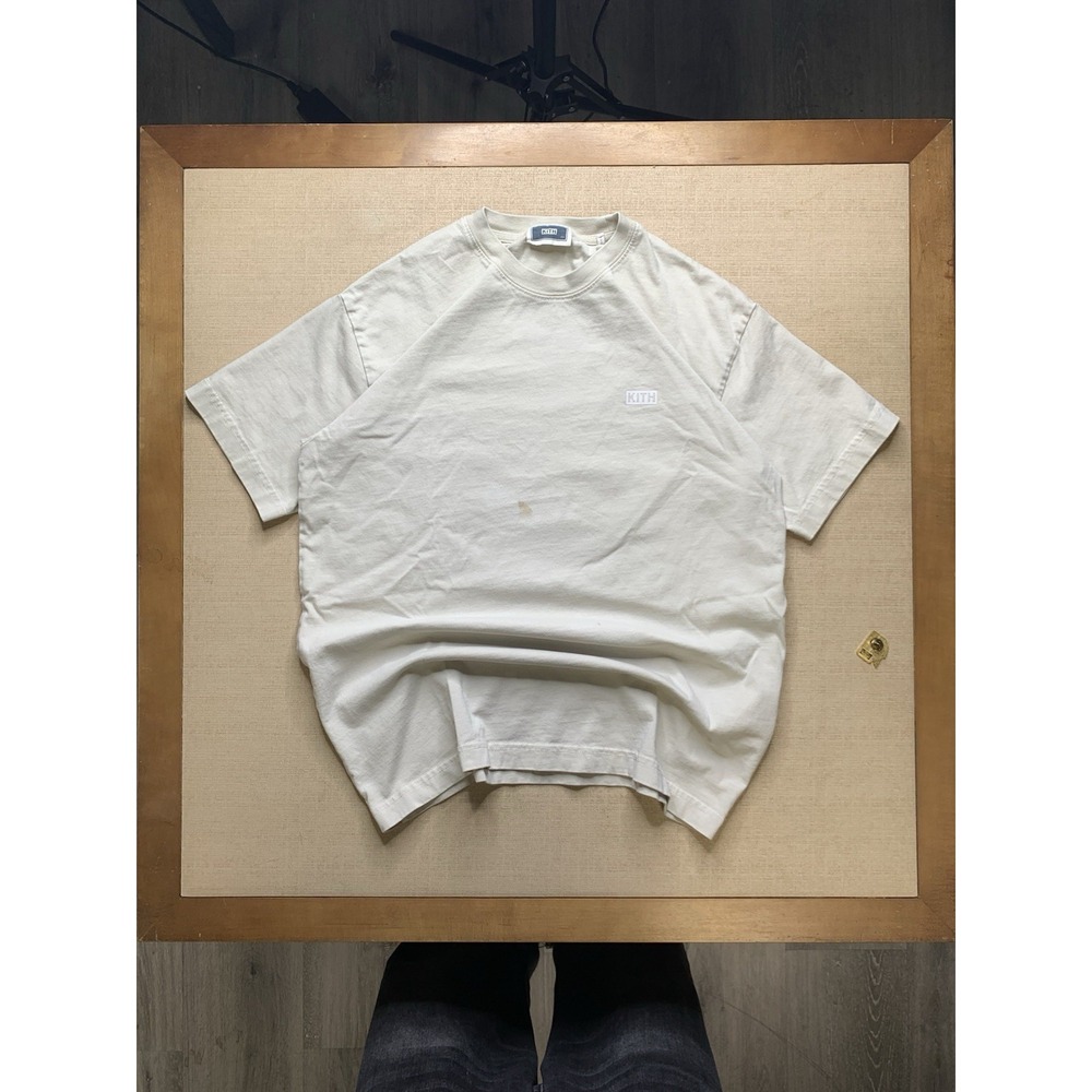 KITH New York Beige Ivory Mini Box Logo T Shirt Size XS